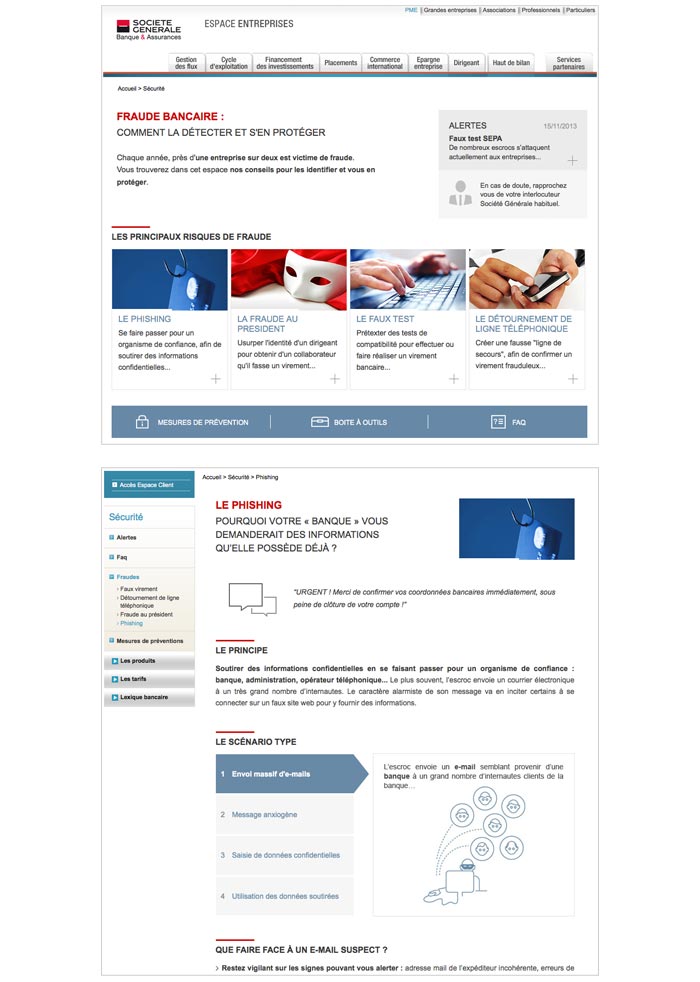 contenu web sur la fraude bancaire pour une banque