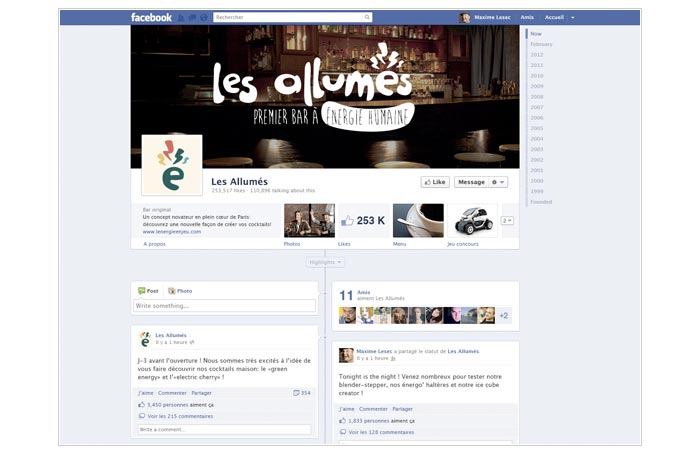 page Facebook pour communication buzz