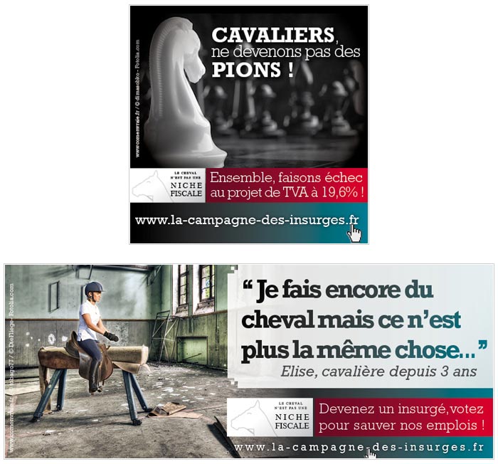 bannières et en-têtes web pour communication filière cheval