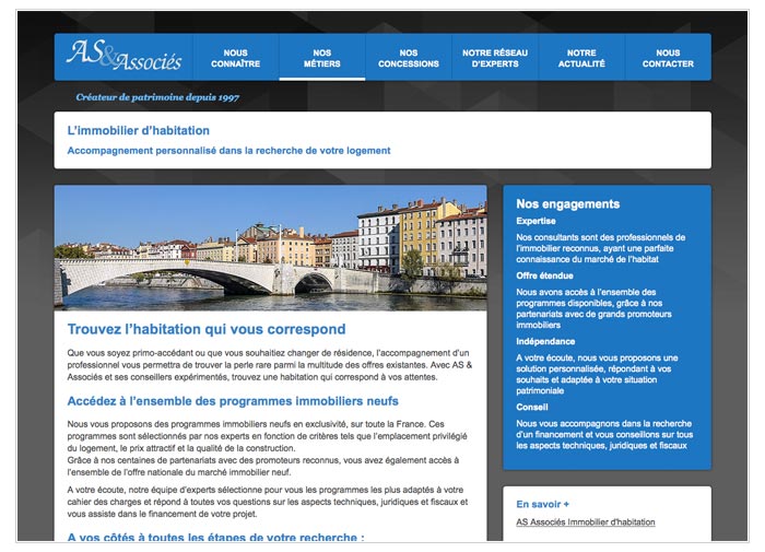 site web pour d'un cabinet de gestion du patrimoine immobilier