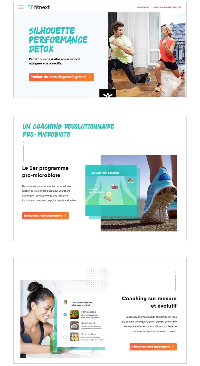 page d'accueil d'un site web de coaching en ligne