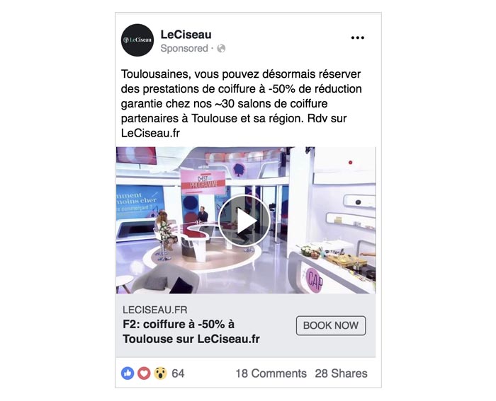 posts sponsorisés sur le réseau Facebook